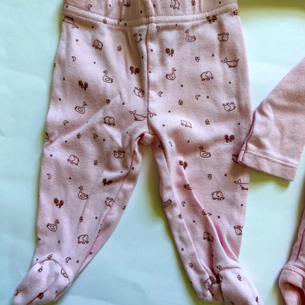 Baby Girl Matching Set 3 Piece Rose Pink Elephants